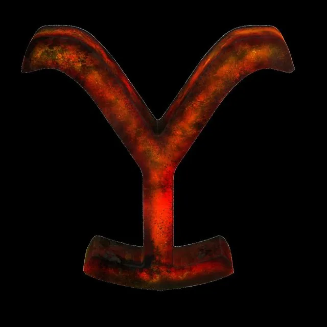 Early work-in-progress render of the Yellowstone Y brand, still rough